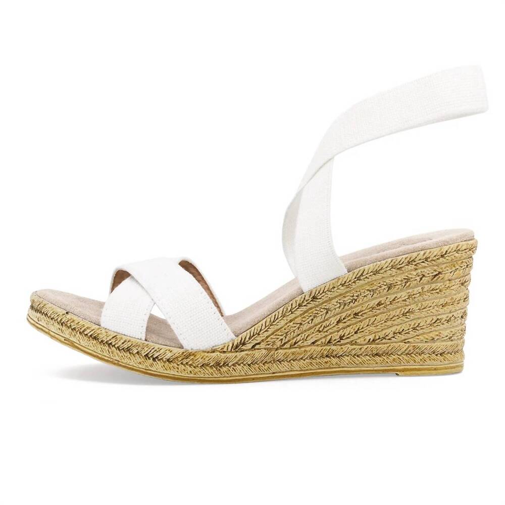 CHARLESTON SHOE CO. White Canvas Espadrille Wedge Sandals with Jute Heel